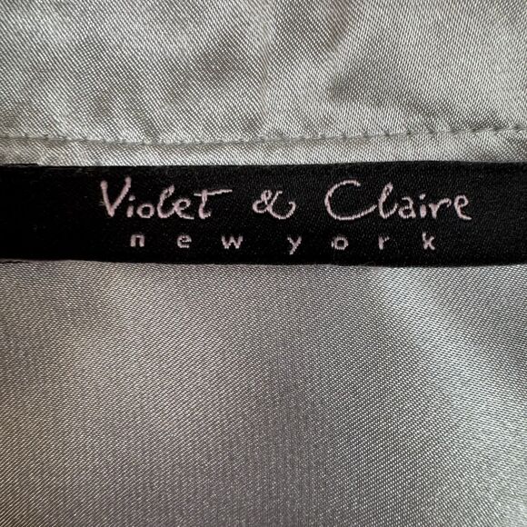 violet + claire blouse women small button up Metallic puff sleeve top silver - Picture 7 of 13